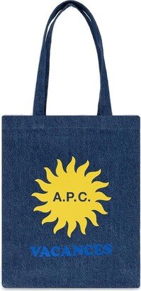 Logo Printed Denim Top Handle Bag-AA