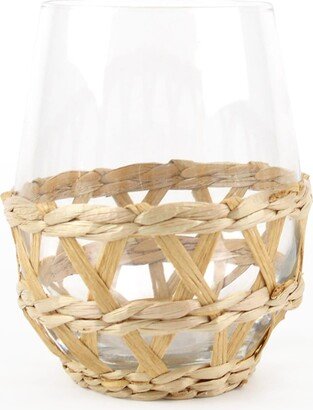 Natural Rattan Stemless Wine Glasses, Set of 4