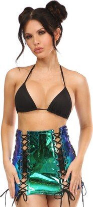 Daisy Corsets Women's Blue/Teal Holo Lace-Up Skirt