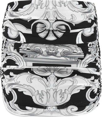 Graphic Printed Ruched Mini Skirt-AA