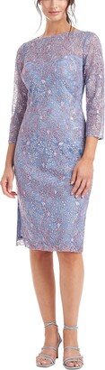 Plus Womens Embroidered Knee-Length Cocktail and Party Dress