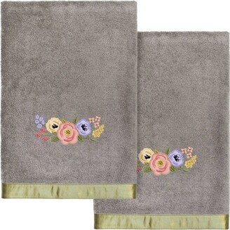 2pc Verano Design Embellished Bath Towel Set Charcoal