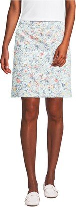 Women's Petite Mid Rise Elastic Waist Pull On Knockabout Chino Skort - White/muted blue ditsy floral