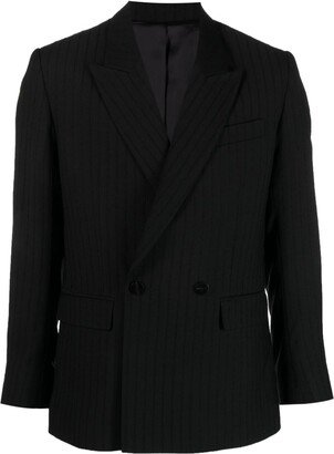 Pinstripe-Pattern Double-Breasted Blazer-AA