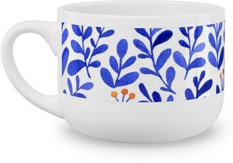 Mugs: Leaves - Blue Latte Mug, White, 25Oz, Blue