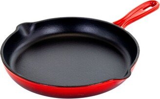 MegaChef Round 10.25 Inch Enameled Cast Iron Skillet in Red