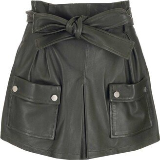 Belted Leather Shorts