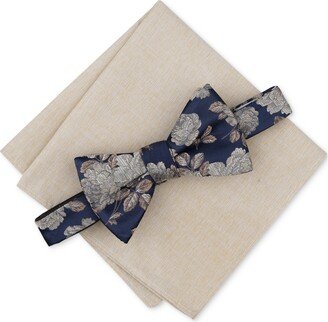 Men's Ellery Floral Bow Tie & Solid Pocket Square Set, Created for Macy's