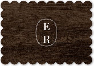 Enclosure Cards: Majestic Monogram Wedding Enclosure Card, Brown, Pearl Shimmer Cardstock, Scallop