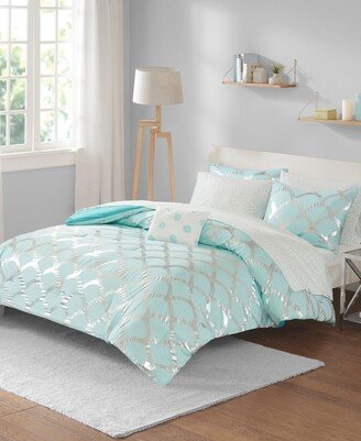 Lorna Metallic Comforter Set with Bed Sheets, Queen