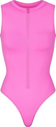 Signature Swim Zip Front Sleeveless One Piece | Taffy