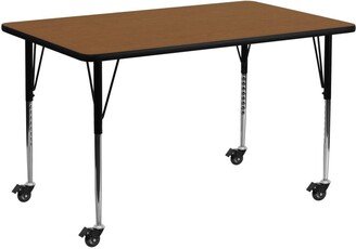 Emma+oliver Mobile 30X72 Rectangle Hp Laminate Adjustable Activity Table