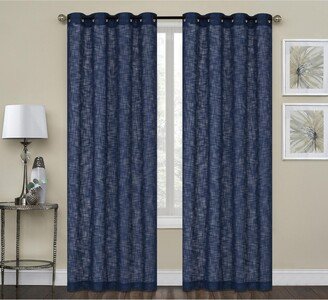 Kate Aurora 2 Piece Heavy Woven Heavy Duty Linen Styled Grommet Top Window Curtain Panels