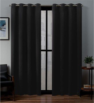 Sateen Twill Woven Blackout Grommet Top Curtain Panel Pair, 52