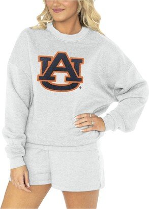 Women's Gameday Couture Ash Auburn Tigers Team Effort Pullover Sweatshirt and Shorts Sleep Set