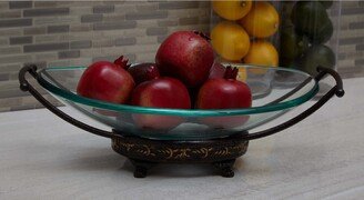 Traditional 5 x 17 Inch Iron and Glass Bowl Server by Studio 350