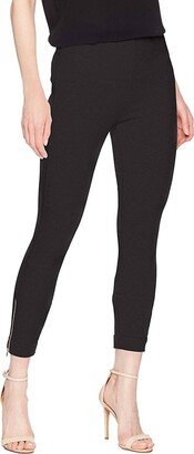 Denim Cuffed Crop High Waist Legging In Black