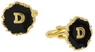 Jewelry 14K Gold-Plated Enamel Initial D Cufflinks