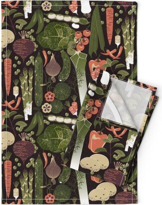 Veggie Garden Tea Towels | Set Of 2 - Home Grown Vegetables By Appleyards Cooking Chef Green Linen Cotton Spoonflower