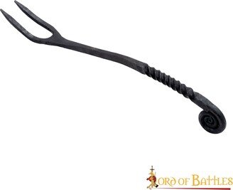 Medieval Hand Forged Iron Fork Viking Pot With Twisted Handle Kitchen Cutlery For Camping & Reenactment Sca Larp