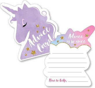 Big Dot of Happiness Rainbow Unicorn - Wish Card Magical Unicorn Baby Shower Activities - Shaped Advice Cards Game - Set of 20