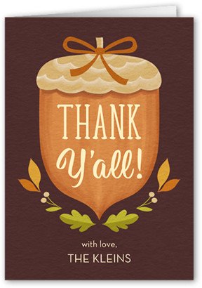 Thank You Cards: Thankfall Yall Thank You Card, Brown, 3X5, Matte, Folded Smooth Cardstock