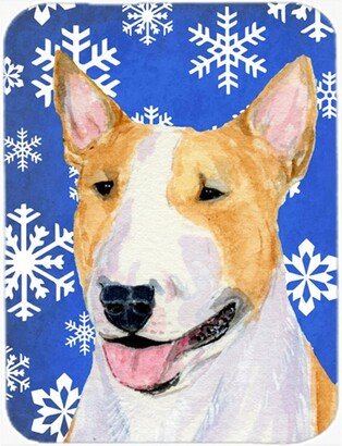 SS4634LCB Bull Terrier Winter Snowflakes Holiday Glass Cutting Board
