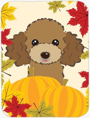 BB2062LCB Chocolate Brown Poodle Thanksgiving Glass Cutting Board