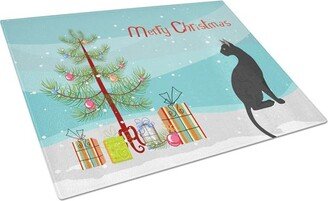 CK4784LCB Pantherette Cat Merry Christmas Glass Cutting Board