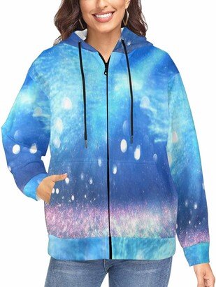 LOSARON Abstract Under The Sea Background Women's Zipper Drawstring Hooded Jackets Full-Zip Hooded Sweatshirt Zipper Drawstring Hooded Jackets XL