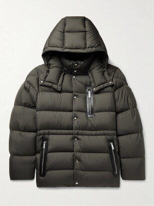 Bauges Leather-Trimmed Quilted Shell Hooded Down Jacket