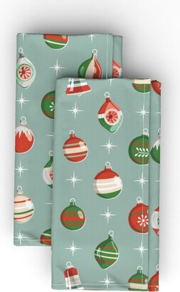 Cloth Napkins: Adorn Vintage Mid Century Christmas Ornaments Cloth Napkin, Longleaf Sateen Grand, Multicolor