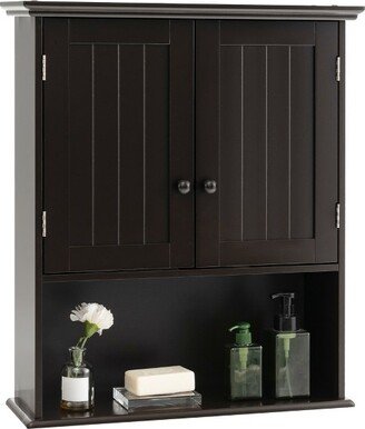 Wall Mount Bathroom Cabinet Wooden Medicine Cabinet Storage Organizer Espresso