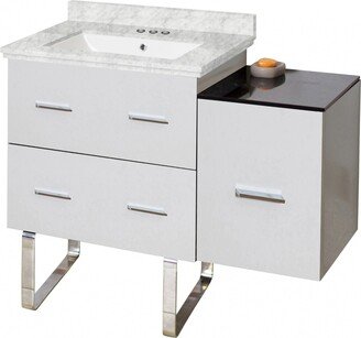 37.75-in. W Floor Mount White Vanity Set For 3H4-in. Drilling Bianca Carara Top White UM Sink