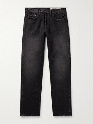 Slim-Fit Straight-Leg Stone-Washed Jeans