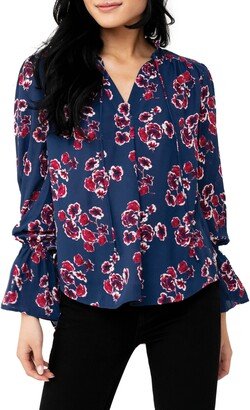 Floral Print Tie Neck Blouse