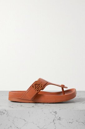 Ease Embellished Leather Flip Flops - Brown