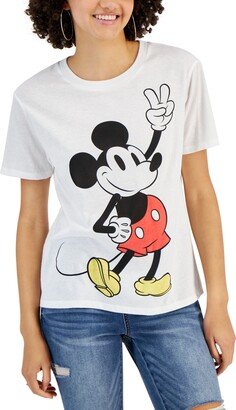 Juniors' Mickey Mouse Peace Sign Graphic T-Shirt