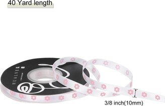 Unique Bargains 3/8Inch 40 Yd Spring Flower Satin Ribbon Pastel White Grosgrain Ribbon