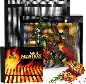 Mountain Grillers Bbq Mesh Grill Bags - 12 x 9.5 Inch Reusable Grilling Pouches for Charcoal, Gas, Electric Grills & Smokers - Heat-Resistant, Non-Stick Barbecue Bag is