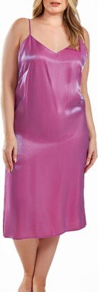 Skyler Plus Size Irredesant Satin Dress with Adjustable Straps