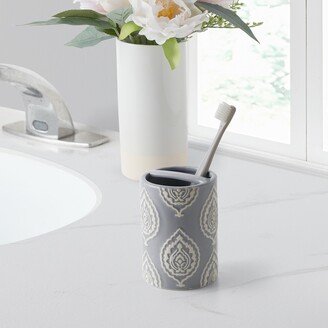 Home Carter Ceramic Embossed Damask Bathroom Tumbler