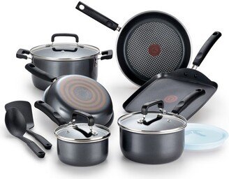 Signature 12pc Heavy-Gauge Aluminum Nonstick Cookware Set Dark Gray