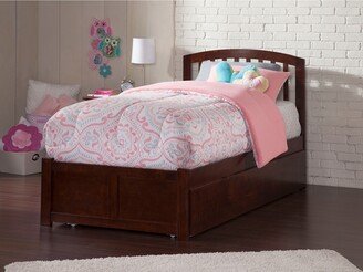 AFI Richmond Twin Platform Bed with Footboard and Twin Trundle in Walnut