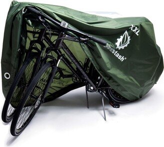 YardStash Bike Cover - Heavy Duty Waterproof Bicycle Tarp for Outdoor Storage & Portable Shelter - Green XXL