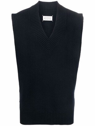 V-neck knit stole-AA