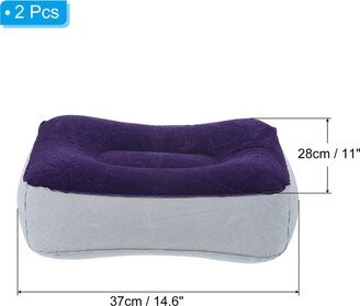 Unique Bargains 2pcs Travel Foot Rest Pillow, Inflatable Foot Rest Airplane Cushion, Gray Blue