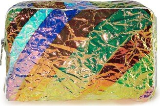 Iride-print iridescent make-up bag