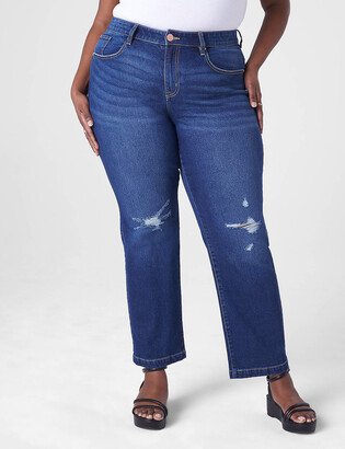 Signature Fit Slim Straight Ankle Jean - Slight Destruction-AA