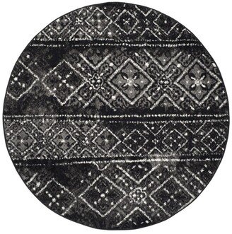 Adirondack Black and Silver 4' x 4' Round Area Rug